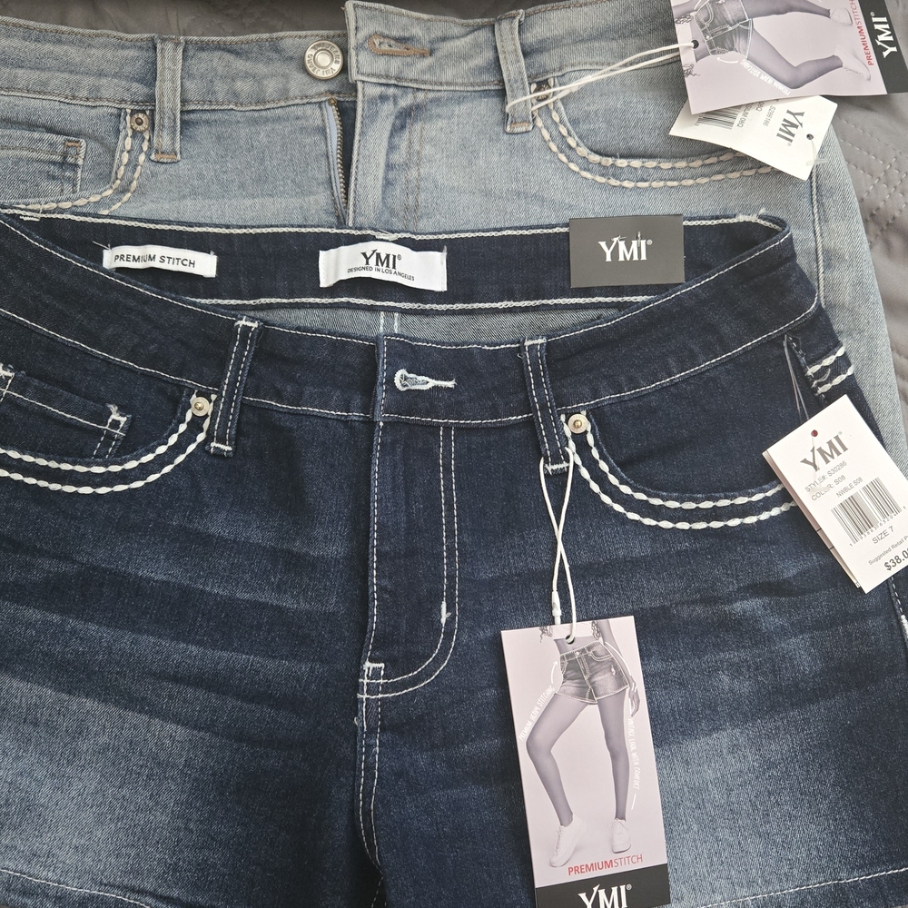 YMI Women's Blue and Gray Shorts- 2 For The Price One 1 🤑